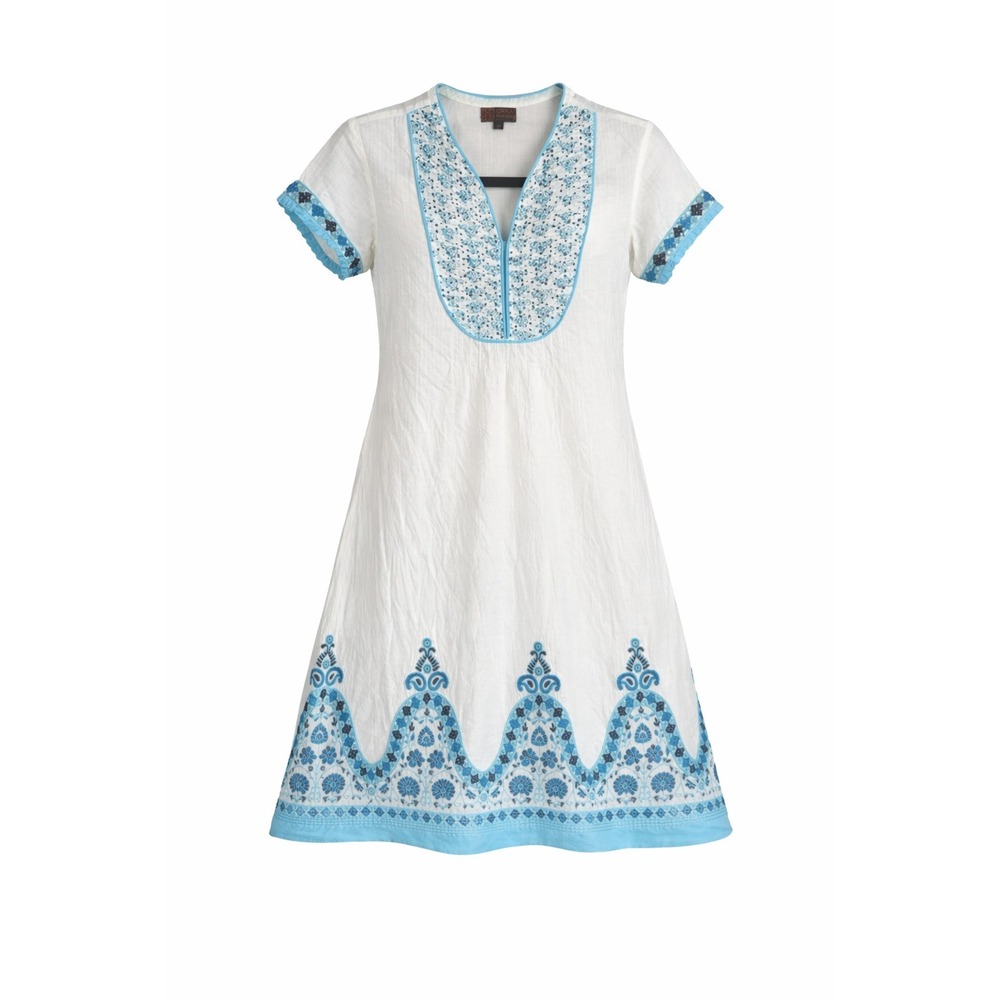 Aarong Bangladesh Women's Panjabi Kurta Size 34 / XS White Embroidered Mirrors